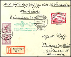 1931, 3. Südamerikafahrt, Auflieferung Friedrichshafen Bis Recife, R-Drucksachenumschlag Aus RAVENSBURG 10.10. Mit U.a.  - Sonstige & Ohne Zuordnung