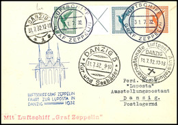 1932, Lupostafahrt, Bordpost Bis Danzig, Karte Mit U.a. Flugpost-Zusammendruck X + 20 Pfg. (Mi.-Nr. W 21.1.), Alle Stemp - Sonstige & Ohne Zuordnung