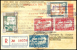 1933, Chicagofahrt, Paraguayische Post, Reco-Karte Mit Bunter Frankatur Und Allen Entsprechenden Cachets Nach Lorch, Kat - Sonstige & Ohne Zuordnung