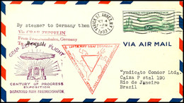 1933, Chicagofahrt, Amerikanische Post, New York - Friedrichshafen - Rio De Janeiro, Brief Aus VARICK ST. OCT.4. Mit 50  - Sonstige & Ohne Zuordnung