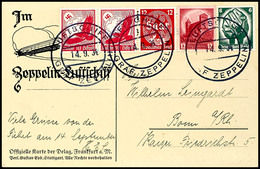 1934, 398.-400. Fahrt, Bordpost Vom 14.9., Delagkarte Mit Bunter Frankatur Und Grußtext "Viele Grüsse Von Der Fahrt Am 1 - Sonstige & Ohne Zuordnung