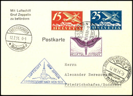 Schweiz: 1931, Landungsfahrt Nach Wien, Karte Aus ROMANSHORN 11.VIII Mit Guter Flugpostfrankatur, Adressiert Nach Friedr - Sonstige & Ohne Zuordnung