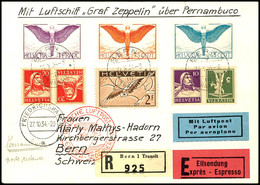 Schweiz: 1934, 11. Südamerikafahrt, Auflieferung Friedrichshafen Bis Recife, R-Eilboten-Brief Mit Bunter Frankatur Aus B - Sonstige & Ohne Zuordnung