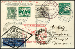 NIEDERLANDE: 1931, Amerikaflug, Fotokarte Aus AMSTERDAM 5.XI. Via Friedrichshafen Mit Bordpoststempel Vom 30.JAN. Und RI - Other & Unclassified