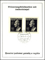 B&M, 1943, R. Heydrich, Kl. Erinnerungsgedenkblatt Mit Stempel. "Praha 1 /  26.V.43", Selten, Katalog: 131(2) BS - Sonstige & Ohne Zuordnung