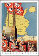 1939 Reichsparteitag Nürnberg, Motiv "Fahnen Vor Landkarte", Color Prachtkarte Aus Andruckbogen Zum Wegen Kriegsbeginn N - Sonstige & Ohne Zuordnung