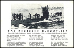 1941, (ca.) , "Das Deutsche U - Bootlied", Einfarbige S/w Liedkarte Vom Verlag R. Franke/Hamburg, Tadellos Ungebraucht,  - Altri & Non Classificati