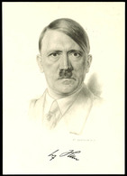 1937, Adolf-Hitler, S/w KDF-Portraitkarte Nach Einer Zeichnung V. E. Denzel, Mit 6 Pfg Hitler Blockeinzelmarke Geschnitt - Andere & Zonder Classificatie