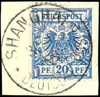 20 Pfg Krone/Adler In D-Farbe Mit Entwertung "Shanghai Deutsche Post 30.1.99" Auf Briefstück, Steuer 200.-, Katalog: M48 - China (offices)