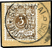 Petschili 3 Pfennig Dunkelockerbraun, Stempel SHANGHAI B, Kabinett, Michel/Steuer 1200,-  Gepr. Dr. Steuer BPP,, Katalog - China (offices)