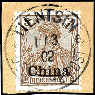 3 Pfennig Dunkelorangebraun, 2 Kabinettbriefstücke, Michel 120,-  Gepr. Fischer PFH, Georg Bühler, Katalog: 15b BS - Cina (uffici)