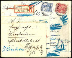 10 Und 20 Pfg Germania Auf Portogerechtem R-Brief Von "TIENTSIN B 11/8/05" An Oberstleutnant Von Tresckow Nach Berlin, D - Deutsche Post In China