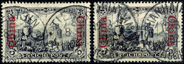 3 Mark In Type I Und Type II, Gestempelt, Kabinett, Michel 180,-, Katalog: 26 I,26 II O - Deutsche Post In China