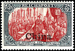 5 Mark  Reichspost, Type II, Sauber Ungebraucht, Kabinett, Michel 260,-, Katalog: 27II * - Deutsche Post In China