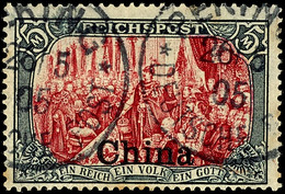 5 Reichspost, Type III, Zentrisch Gestempelt "PEKING 26 5 05", Rechts Unten Ein Kurzer Zahn, Sonst Gut Gezähnt, Zwei Kle - Deutsche Post In China