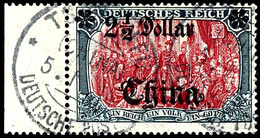 5 Mark Gestempeltes Randstück, Kabinett, Michel 190,-, Katalog: 47IALIa O - Deutsche Post In China