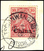 TSCHINGWANGTAU 12 2 02, Klar Auf Briefstück 10 Pfg. Reichspost, Katalog: 17 BS - Deutsche Post In China