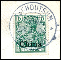 TSCHOUTSUN (CHINA) 28/3 04, Klar Und Zentr. Auf Briefstück 5 Pfg. Reichspost, Katalog: 16 BS - Chine (bureaux)