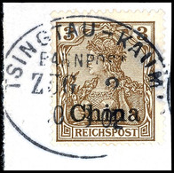 TSINGTAU-KIAUTSCHOU Und TSINGTAU-KAUMI, Je ZUG 2 Auf Briefstück 3 Pfg. Krone/Adler Bzw. 3 Pfg. Reichspost, Katalog: 1II, - Cina (uffici)