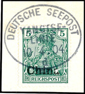 DEUTSCHE SEEPOST YANGTSE-LINIE D 10/4 04, Klar Und Zentr. Auf Briefstück 5 Pfg. Reichspost, Katalog: 16 BS - Chine (bureaux)