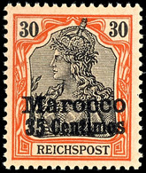 35 C. Auf 30 Pfg Germania, Fetter Aufdruck, Amtlich Nicht Ausgegeben, Tadellos Ungebraucht, Auflage Nur 171 Stück, Fotob - Marocco (uffici)