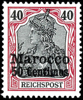 50 C. Auf 40 Pfg Germania, Fetter Aufdruck, Amtlich Nicht Ausgegeben, Tadellos Ungebraucht, Auflage Nur 171 Stück, Fotob - Marocco (uffici)