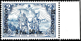 2 Pesa 50 Cent, Postfrisch, Rechtes Randstück, Ohne Signatur, Michel 140,-, Katalog: 17I/I ** - Deutsche Post In Marokko