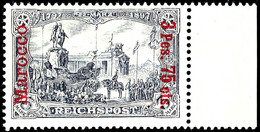3 Pesa 75 Cent, Postfrisch, Rechtes Randstück, Ohne Signatur, Michel 220,-, Katalog: 18I/I ** - Deutsche Post In Marokko
