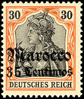 35 Centimos Auf 30 Pfg Germania Deutsches Reich Mit Wasserzeichen Und Aufdruck "Marocco", Luxus Postfrisch,  Unsigniert, - Marocco (uffici)