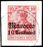 ASSIMUR (CC) Zart Auf Briefstück 10 C. Germania, Katalog: 36 BS - Deutsche Post In Marokko