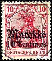 MARRAKESCH (KK) C , Zentr. Auf 10 C. Germania, Gepr. Mansfeld, Katalog: 48 O - Maroc (bureaux)