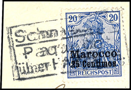 "Schiffsbrief / Paquebot / über Hamburg", Ra3 Auf Briefstück Mit Marokko 25 Centimos Auf 20 Pfg Germania, Tadellos  BS - Morocco (offices)
