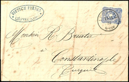 Incoming Mail: Brief Aus Leberau Frankiert Mit 20 Pfennig Blau Nach Constantinopel, Rückseitig Bläulicher Ank.-Stempel   - Turkey (offices)