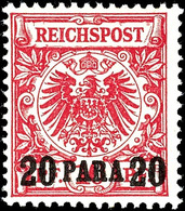 20 Para Auf 10 Pf. Dunkelrosa(rot), UV Gelblichorange Tadellos Postfrisch, Fotoattest Dr. Hartung: "sehr Gut Gezähnt Und - Turkey (offices)