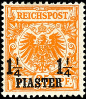 1 1/4 Piaster Auf 25 Pfg Krone/Adler, Plattenfehler Der Urmarke "gebrochenes I In Reichspost", Tadellos Ungebraucht., Ka - Turkey (offices)