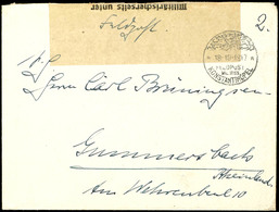 "KONSTANTINOPEL 18.10.1917" Auf Feldpostbrief Nach Gummersbach, Rückseitiger Zensurverschlusszettel "Militärischerseits  - Turkey (offices)