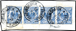 20 Pfg. Krone /Adler Blau, 2 Waager Paare Auf Briefstück, (1mal Mit Unten Anhängendem Zwischensteg), 3 Klare K1 FRIEDRIC - German New Guinea