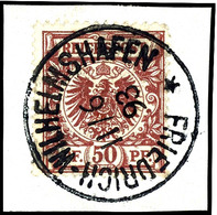 50 Pf. Krone/Adler Rötlichbraun Auf Briefstück, Zentr. Gest. FRIEDRICH-WILHELMSHAFEN 11/6 93, Mi. 80,-, Katalog: V50d BS - Nuova Guinea Tedesca