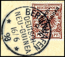 50 Pfg. Krone/Adler Auf Briefstück, Besserer Klarer Stpl. "BERLINHAFEN 16/6 98", Katalog: 6 BS - Nuova Guinea Tedesca
