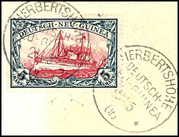 1 Bis 5 Mk. Schiffszeichnung, Je Auf Briefstück, Klare K1 "HERBERTSHÖHE", Mi. 960,-, Katalog: 16/19 BS - Nouvelle-Guinée