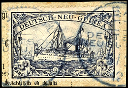 3 Mark Kaiseryacht Auf Paketkartenabschnitt Mit Entwertung "RABAUL 5 / .. 12", Gepr. Dr, Provinsky BPP, Paketkartenabsch - Nuova Guinea Tedesca