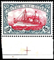 5 M. Kaiseryacht Ohne Wz. Mit Unterrand, Tadellos Ungebraucht, Vorfaltung Im Rand, Kabinett, Mi. 220.-, Katalog: 19 * - German New Guinea