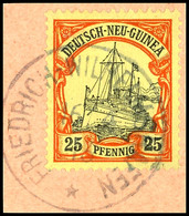 FRIEDRICHS-WILHELMSHAFEN 16/4 13, Klar Auf Postanweisungsausschnitt 25 Pfg Schiffszeichnung, Katalog: 11 BS - German New Guinea