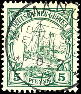 MANUS 6.7 13, Klar Und Zentr. Auf 5 Pfg Schiffszeichnung, Gepr. Dr.Provinsky BPP, Katalog: 8 O - Nuova Guinea Tedesca