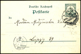 1901, Ganzsachenkarte 5 Pfg Kaiseryacht, Stempel HERBERTSHÖHE DNG 08/11 01 Nach Leipzig. Absender: Assunto Constantini,  - Sonstige & Ohne Zuordnung