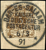 3 Pfennig Krone/Adler In A-Farbe, Gestempelt "Dar-es-Salaam" Auf Luxusbriefstück, Gepr. Steuer BPP, Katalog: VO45a BS - Deutsch-Ostafrika