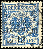 20 Pfg Blau, Tadellos, Gest., Mi. 150.-, Katalog: V48b O - Deutsch-Ostafrika