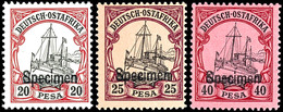 2 Pesa Bis 40 Pesa Kaiseryacht Mit "Specimen"- Aufdruck, 20 Pesa Mit Plattenfehler I (wahrscheinlich Unikat), Postfrisch - German East Africa