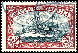 3 Rupien Plattenfehler II (Retusche In Der Wolke), Gestempelt, Kabinett, Michel 550,-, Katalog: 21II O - Afrique Orientale