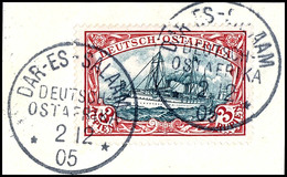 3 Rp. Schiffszeichnung Auf Briefstück, Klar Gest. "DAR-ES-SALAAM 2/12 05", Gepr. R.F.Steuer BPP, Mi. 230,-, Katalog: 21b - Deutsch-Ostafrika